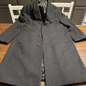 VTG London Fog Men's 42R Dark Gray Wool Blend Overcoat Trench Long coat